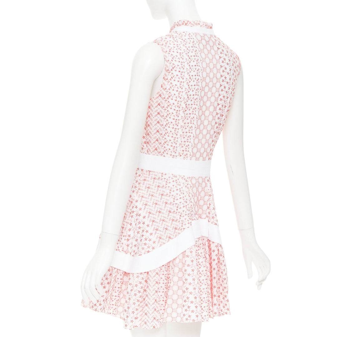 ALEXIS 2020 white pink rustikan floral guipure lace fit flare dress M