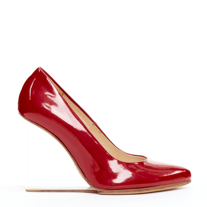 MAISON MARGIELA H&M Invisible red patent leather perspex clear heel pumps EU37