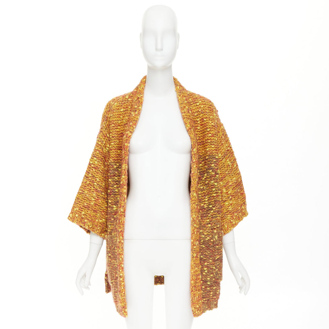 CHANEL 2014 Runway marigold yellow heavy knit oversized cardigan coat FR36 S