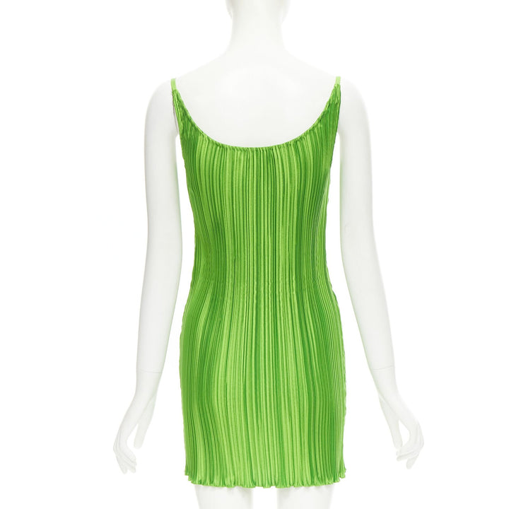 VERSACE 2021 Runway green Tresor De La Mer starfish plisse slip dress IT42 M