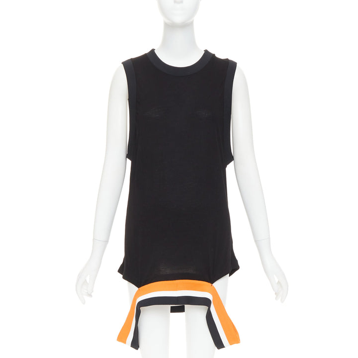 GIVENCHY Podium Robe 2014  black orange semidetached ribbed hem tunic tank top M