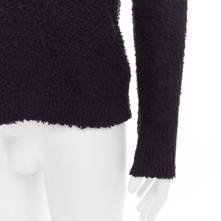 DANILO PAURA 2020 Errol black shaggy cotton pullover sweater  S