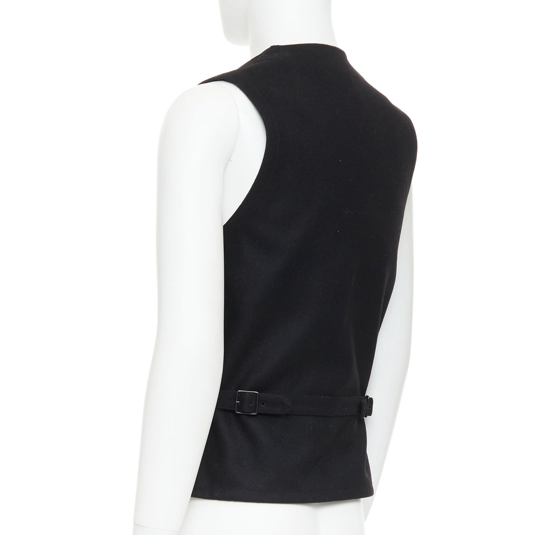 LEMAIRE black virgin wool felt horn buttons pocketed waist coat Sz.2 M