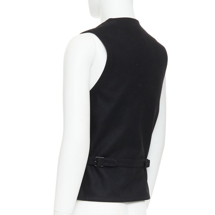 LEMAIRE black virgin wool felt horn buttons pocketed waist coat Sz.2 M