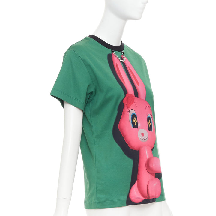 LOUIS VUITTON Sun Yitian 2024 Animogram green balloon rabbit chain tshirt XS