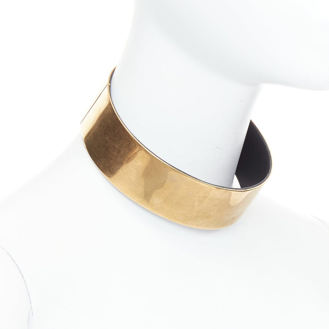 rare OLD CELINE Phoebe Philo Runway gold metal minimal choker necklace