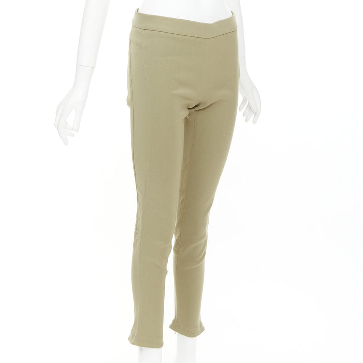 GIVENCHY khaki cotton blend skinny zip back riding pants FR36 S