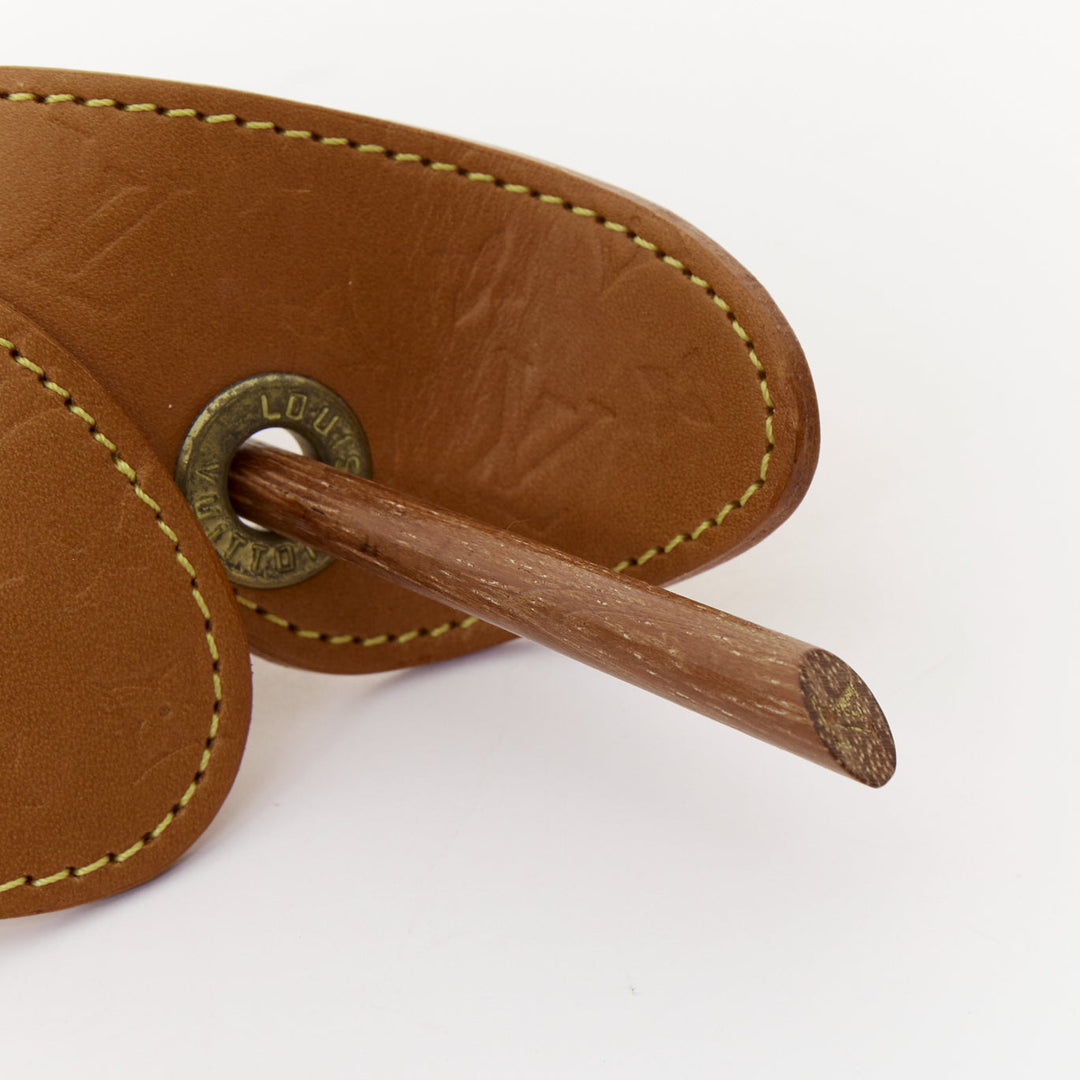 LOUIS VUITTON 2002 Conte de Fees vachetta leather butterfly hair pin stick