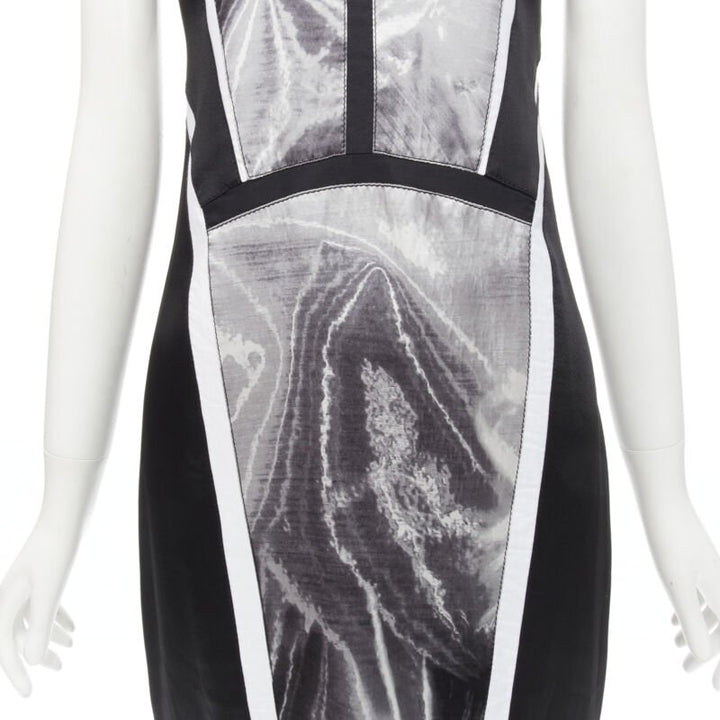 HELMUT LANG black white abstract print paneled dress US0 XS