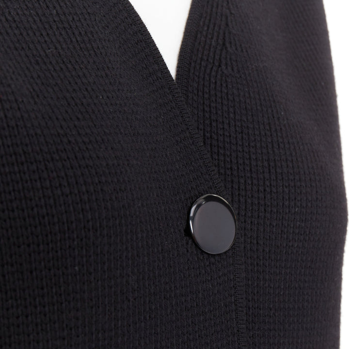 SAINT LAURENT 2014 black heavy knit wool round buttons raglan sleeves cardigan M
