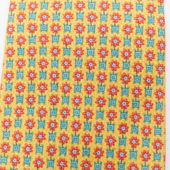 Set of 2 BVLGARI yellow floral ETRO blue monkey print silk neck tie
