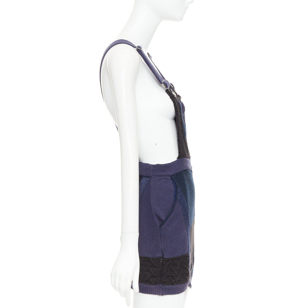 3.1 PHILLIP LIM Patchwork Jumper Dress black ink blue knitted cotton wool XS