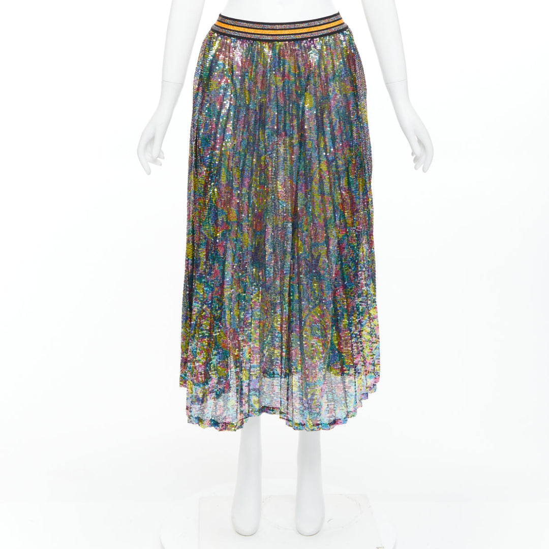 ROMANCE WAS BORN Ken Done Coral Reef Sequin pleated striped skirt S
