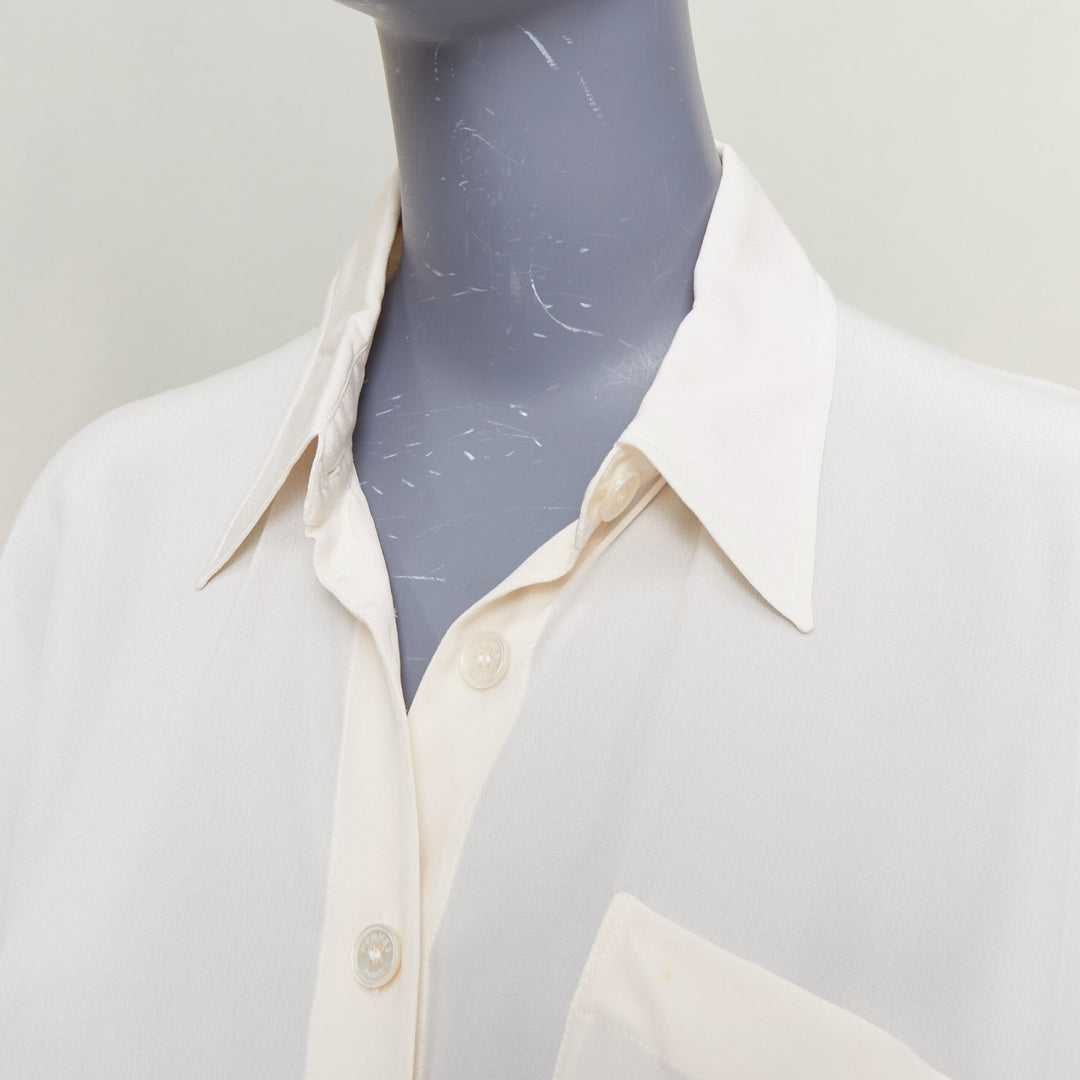 HERMES ivory silk kimono kaften sleeves belted shirt dress FR40 S