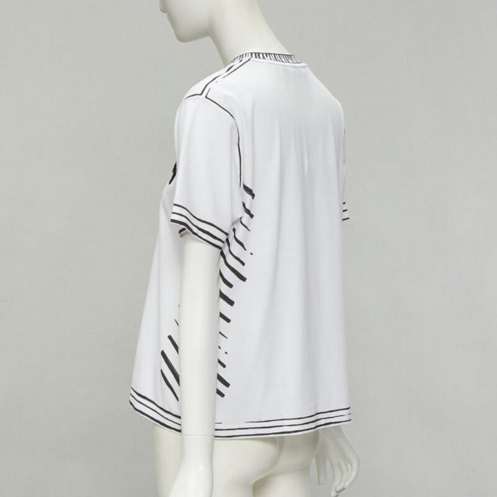 FENDI 2022 Joshua Vides white cotton illustration print logo embroidery tshirt M