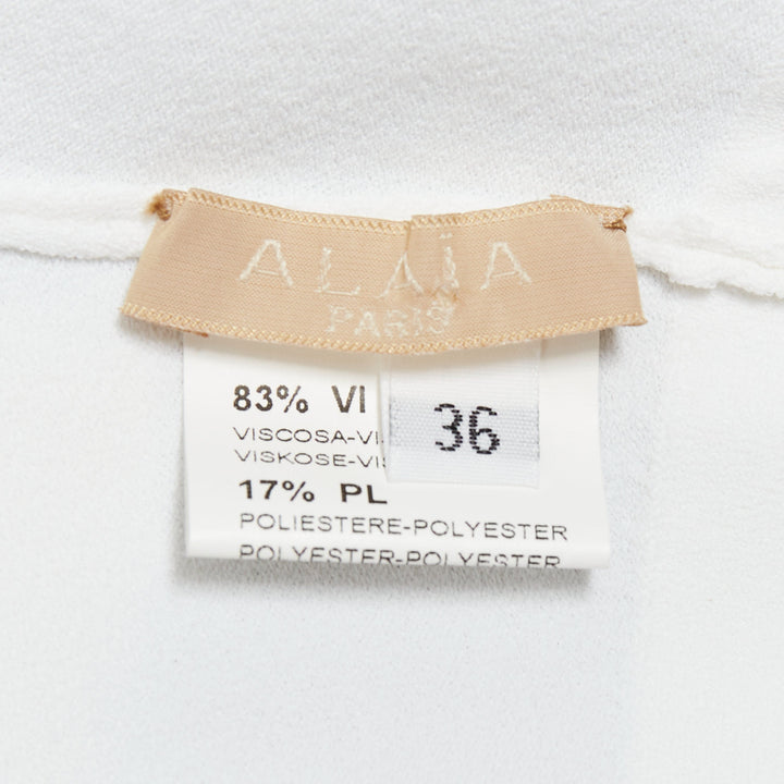 ALAIA off white viscose blend crew neck small buttons cropped cardigan FR36 S