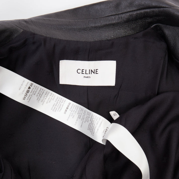 CELINE 2021 black lambskin gold Triomphe dome button utility dress FR38 M