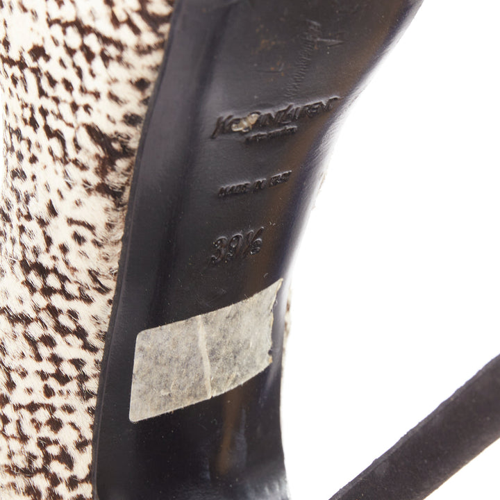YVES SAINT LAURENT Tribtoo 105 cream black calf hair platform pumps EU39.5