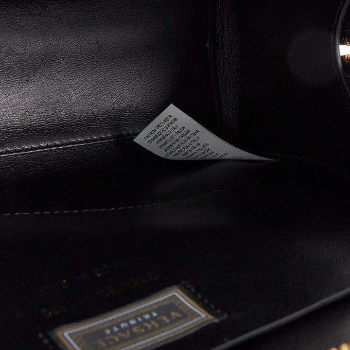 VERSACE 2018 Runway Tribute Medallion bondage black leather bowling bag