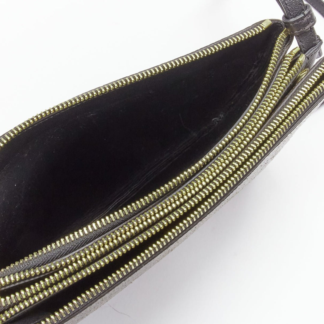 OLD CELINE Small Trio brown scaled leather detachable shoulder pouch bag