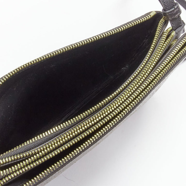 OLD CELINE Small Trio brown scaled leather detachable shoulder pouch bag