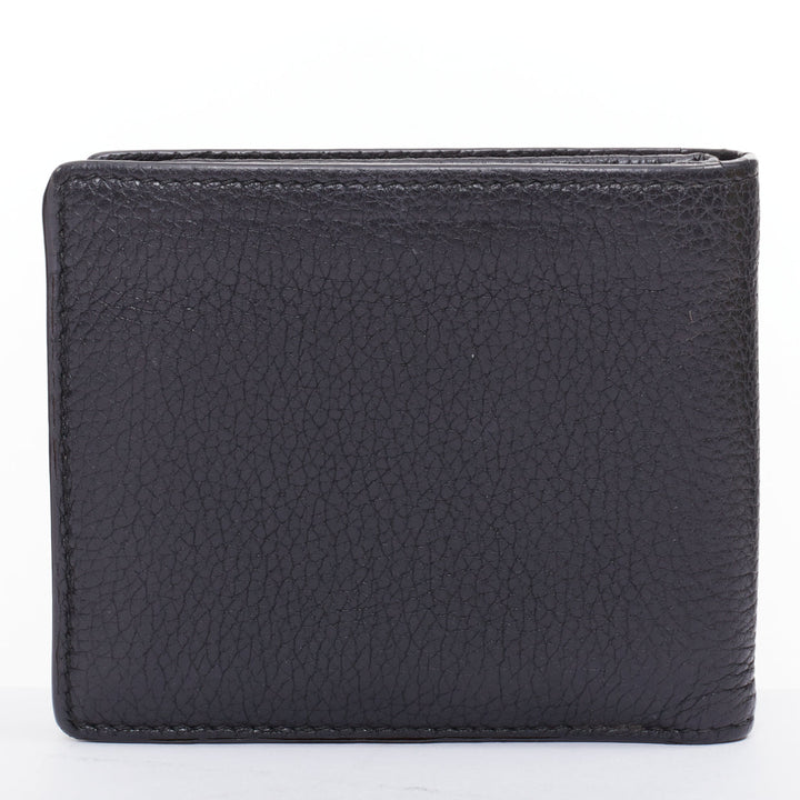 GUCCI black grained leather vintage logo bifold wallet