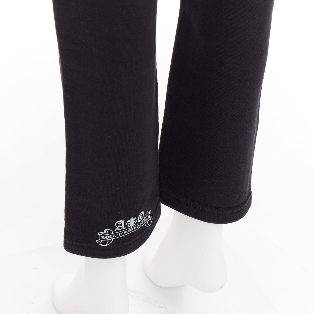 A&G JAPAN black cotton logo print silver Dagger zip sweat pants XS