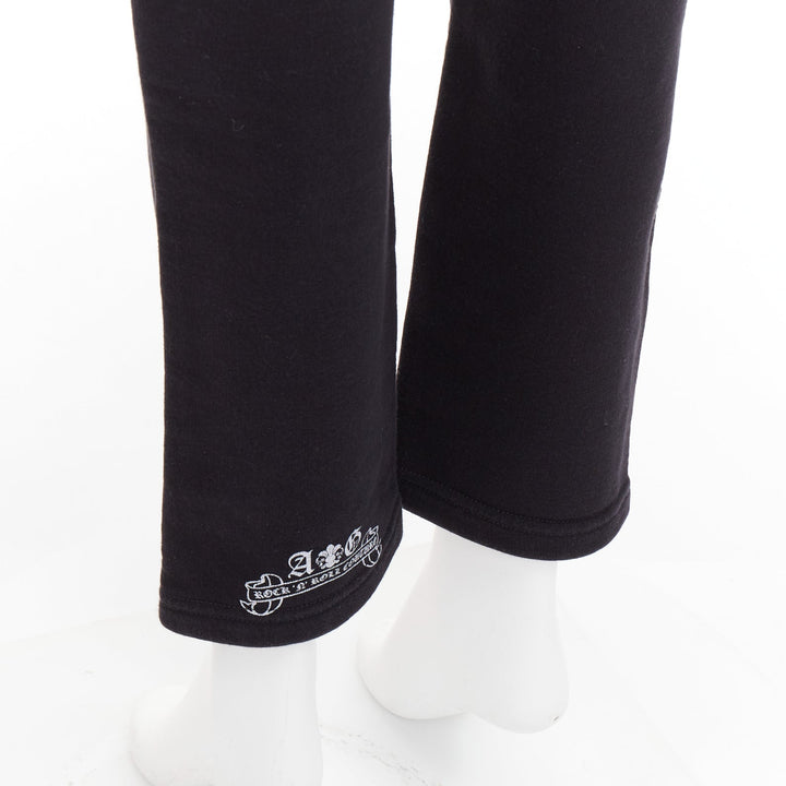 A&G JAPAN black cotton logo print silver Dagger zip sweat pants XS