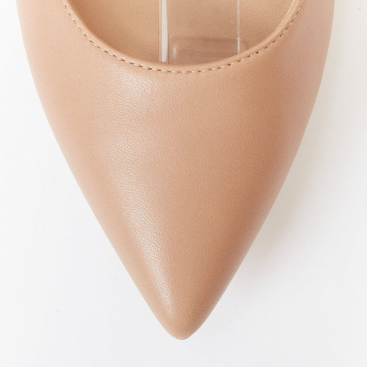 GIANVITO ROSSI nude leather button multi strap pointed ballerina flats EU37.5