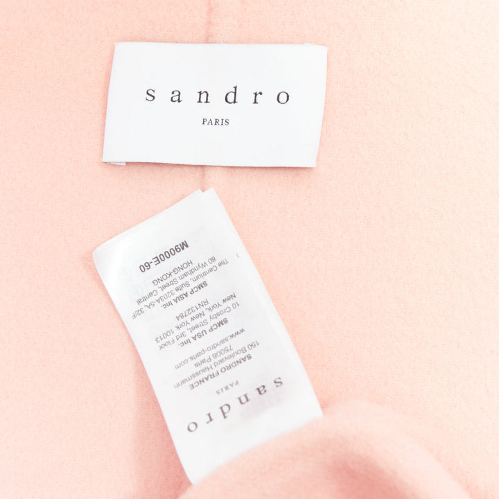 SANDRO pink wool blend notced collar single button long coat FR36 S