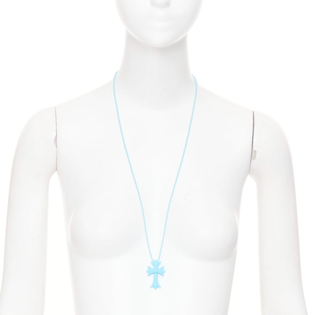 CHROME HEARTS 2019 Silichrome CH Cross Necklace sky blue silicone necklace