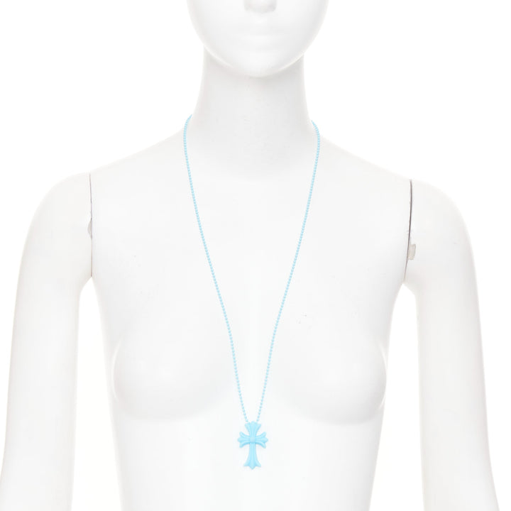 CHROME HEARTS 2019 Silichrome CH Cross Necklace sky blue silicone necklace