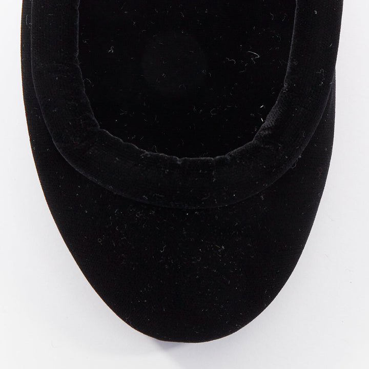 ALAIA black velvet padded 3D outline low vamp ballerina flats EU38
