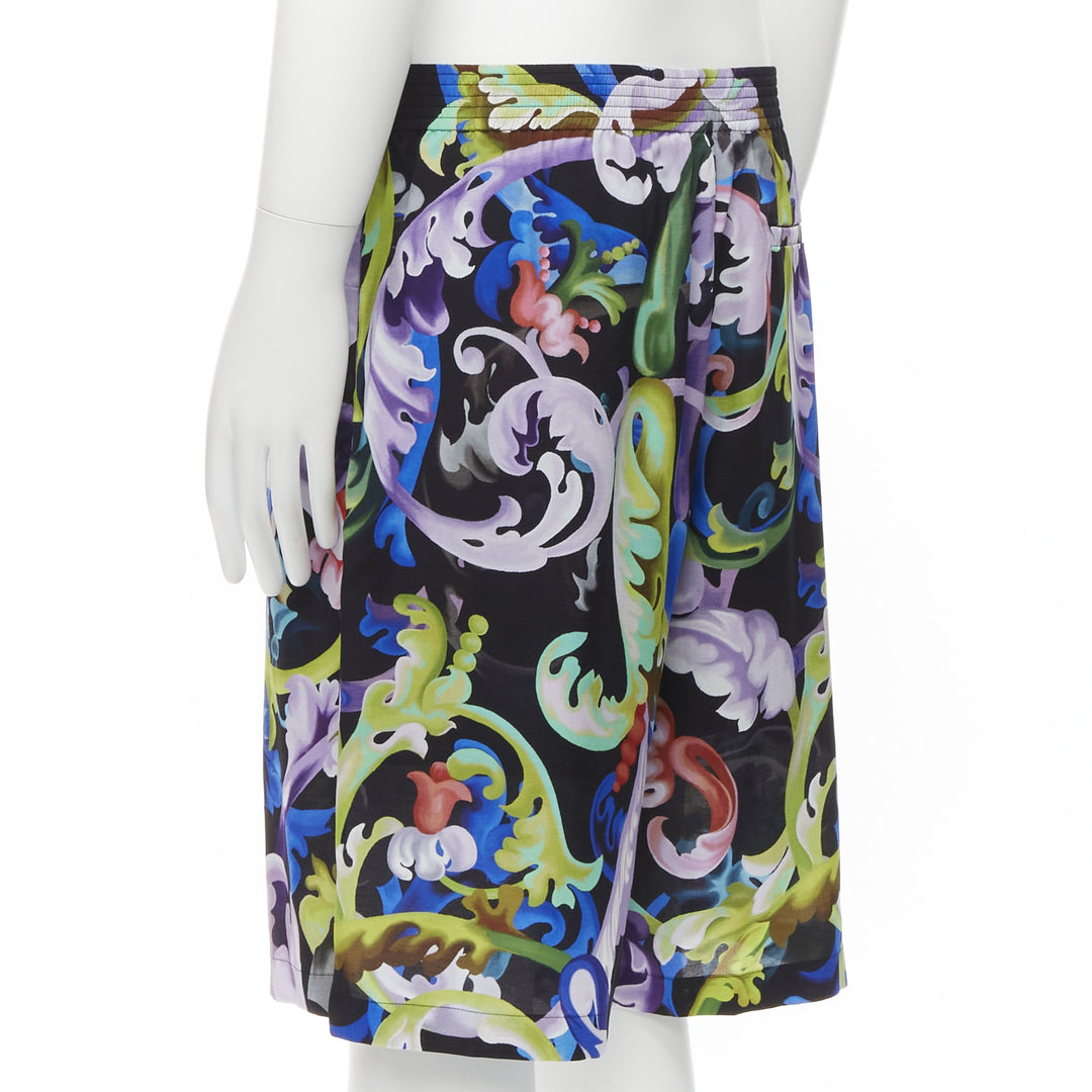 VERSACE 2021 Runway Baroccoflage floral baroque wide shorts IT46 S