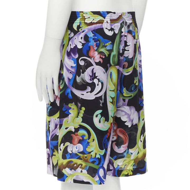 VERSACE 2021 Runway Baroccoflage floral baroque wide shorts IT46 S