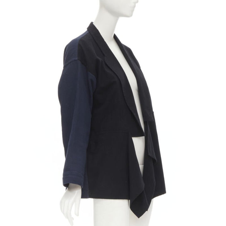 COMME DES GARCONS 1980's Vintage deconstructed black navy drape front blazer M
