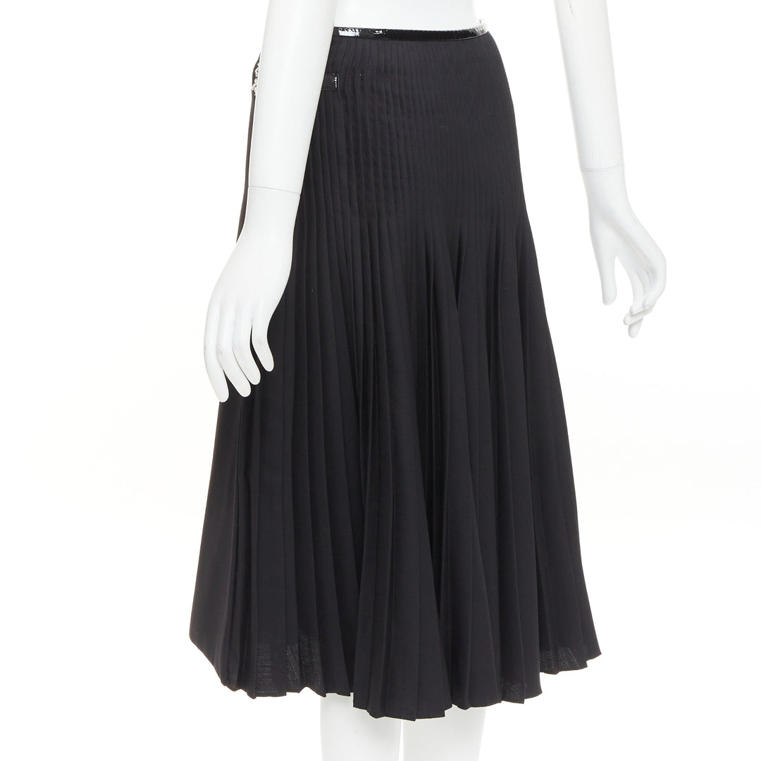 ALEXANDRE VAUTHIER COUTURE SS2019 Runway black crystal buckle wrap pleated skirt