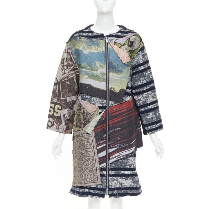 rare MIHARA YASUHIRO colorful cotton blend patchwork jacquard jacket IT38 XS