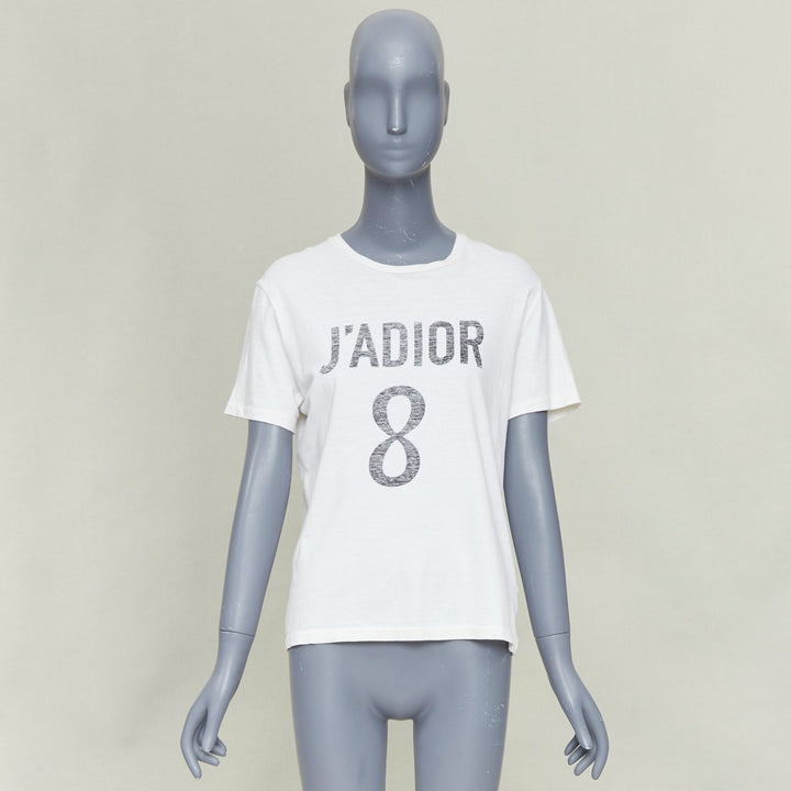 DIOR J'Adior 8 off white  linen grey printed logo CD bee logo tshirt