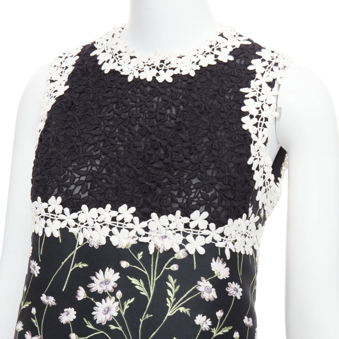 GIAMBATTISTA VALLI black pink floral lace bodice dress IT40 XS Kate Mara