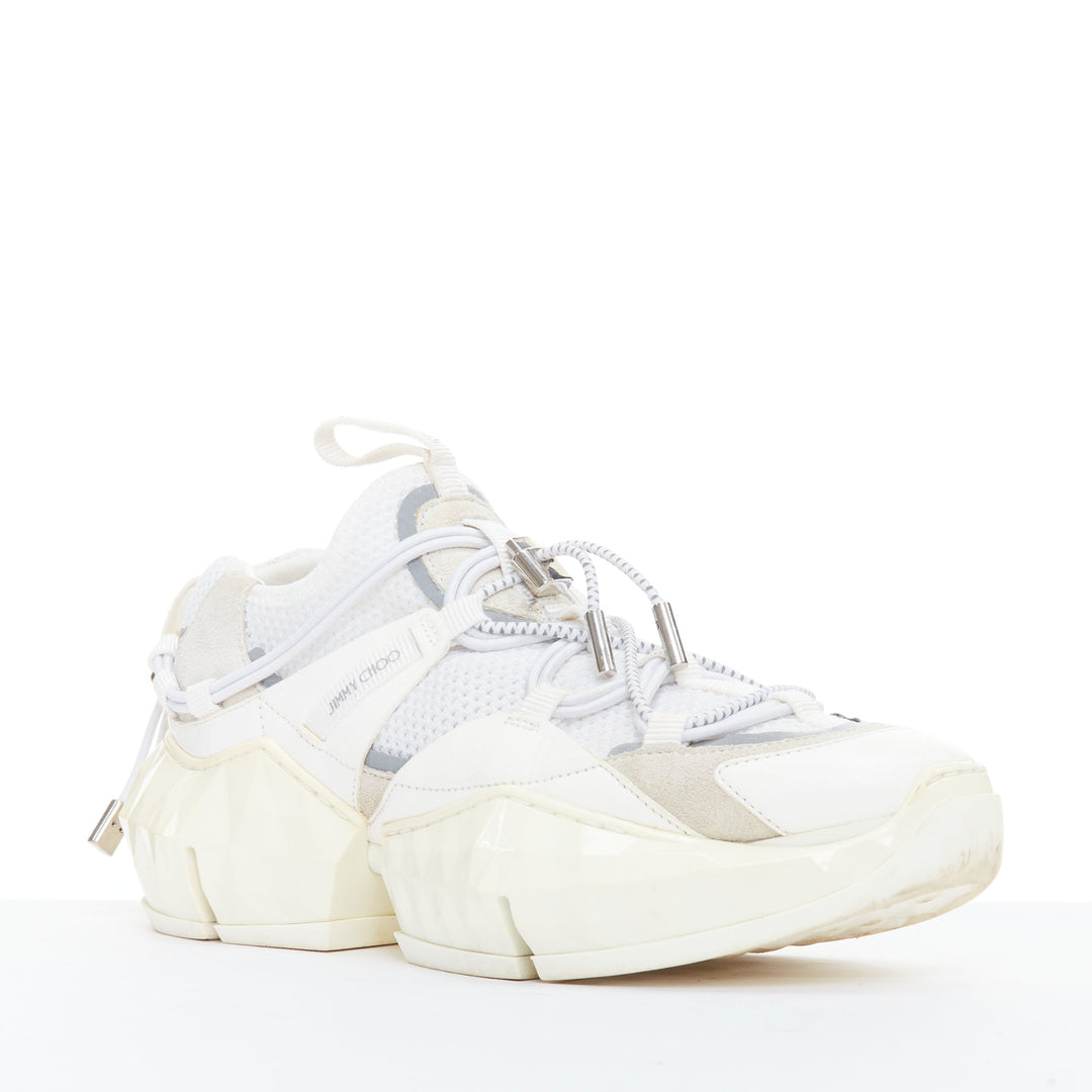 JIMMY CHOO Diamond Trail white faceted chunky sole sneakers EU36