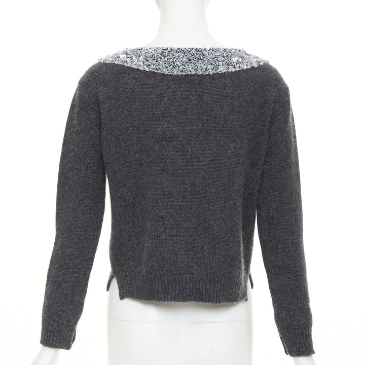 ERMANNO SCERVINO cashmere holographic silver bead embellished sweater IT38 XS