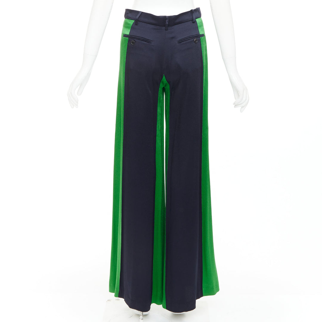 VALENTINO navy green two tone colorblock wide leg trousers IT38 XS