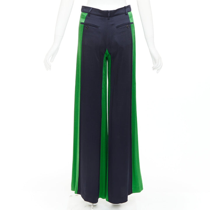 VALENTINO navy green two tone colorblock wide leg trousers IT38 XS