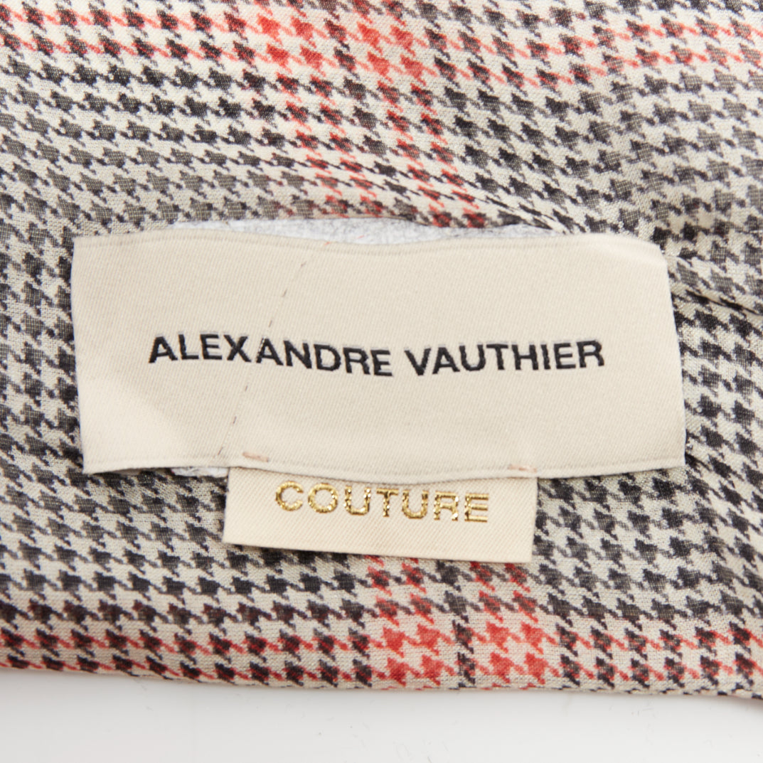 ALEXANDRE VAUTHIER COUTURE Runway grey red silk houndstooth wrap tie halter top