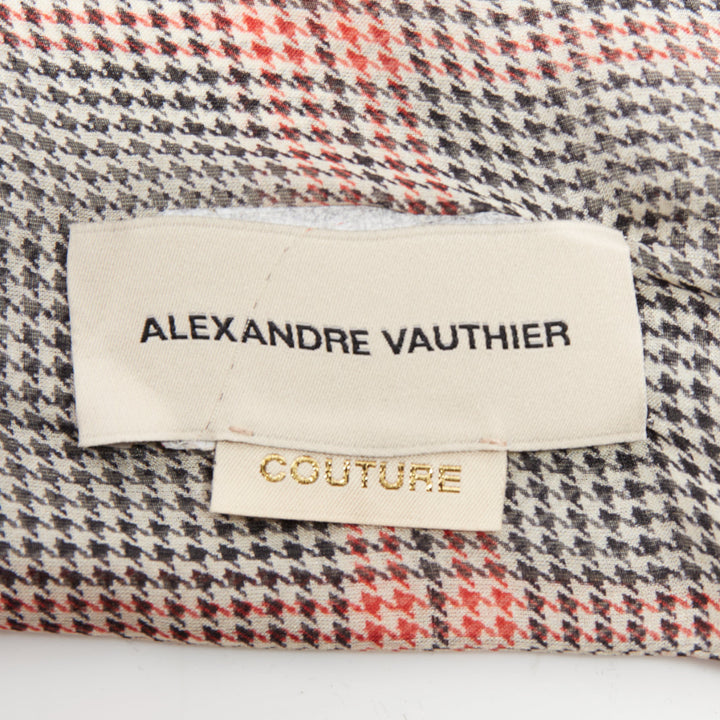 ALEXANDRE VAUTHIER COUTURE Runway grey red silk houndstooth wrap tie halter top