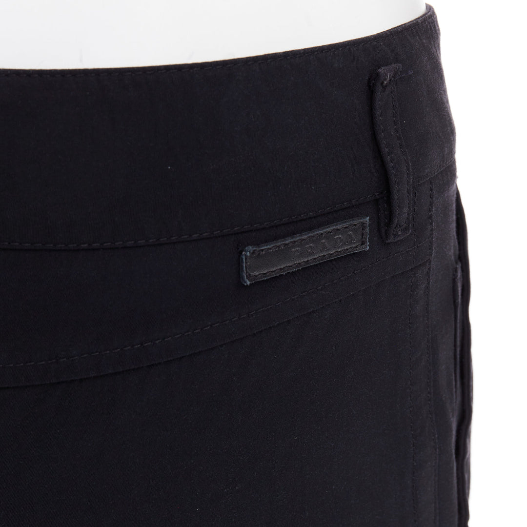 PRADA 2007 Vintage Linea Rossa black logo cropped shorts IT40 S