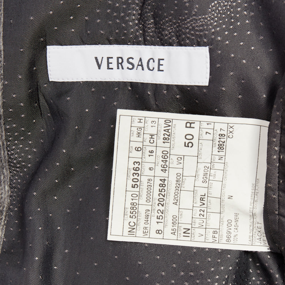 VERSACE 100% cashmere grey flap pocket 2-button unstructured blazer EU50 L