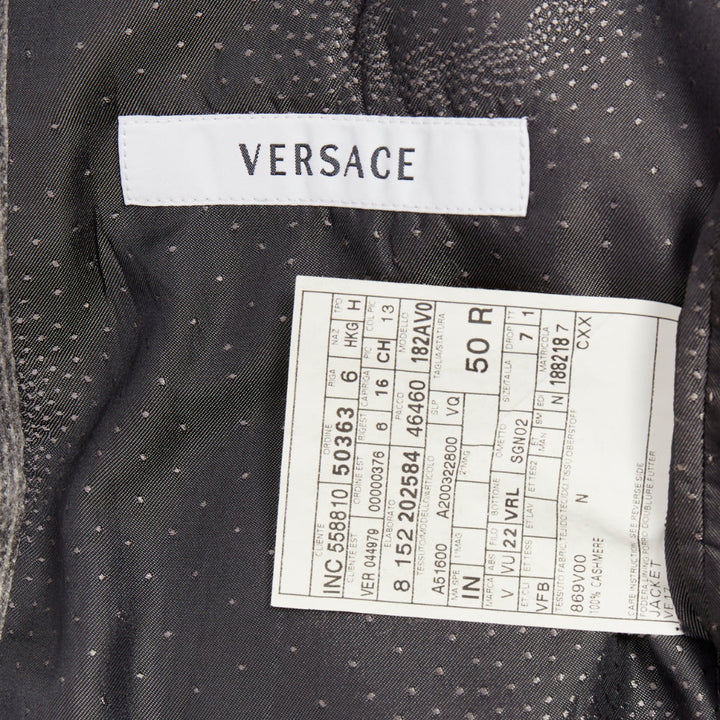 VERSACE 100% cashmere grey flap pocket 2-button unstructured blazer EU50 L