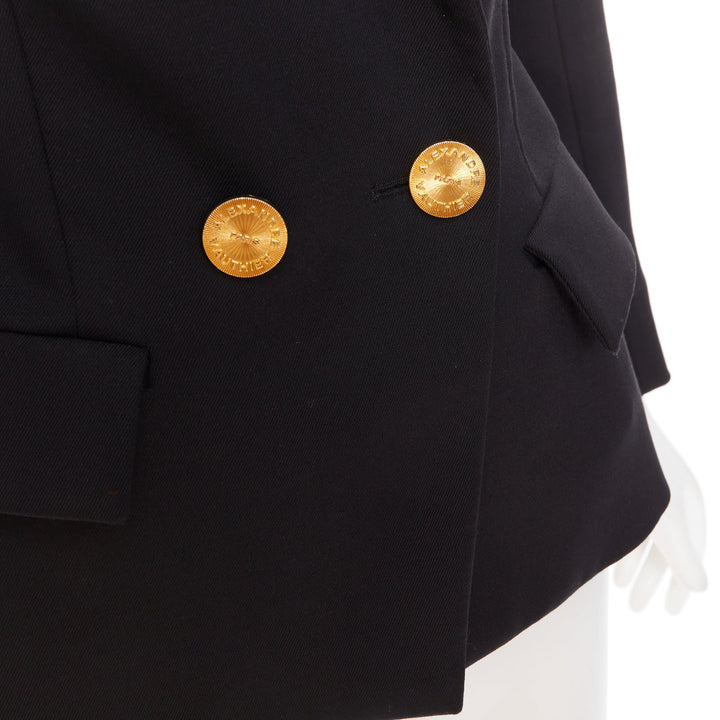 ALEXANDRE VAUTHIER black wool gold sunburst button double breasted blazer jacket